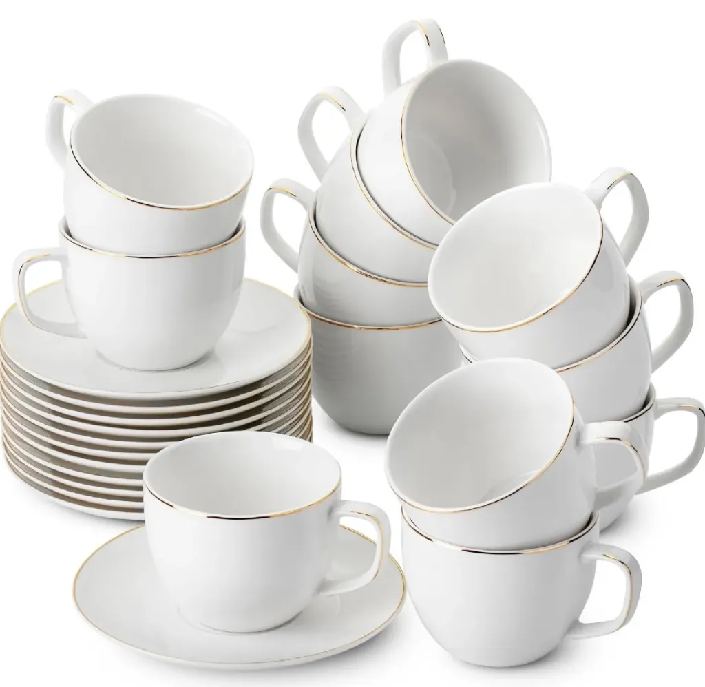 8oz WHITE PORCELAIN COFFEE CUP WITH SAUCER