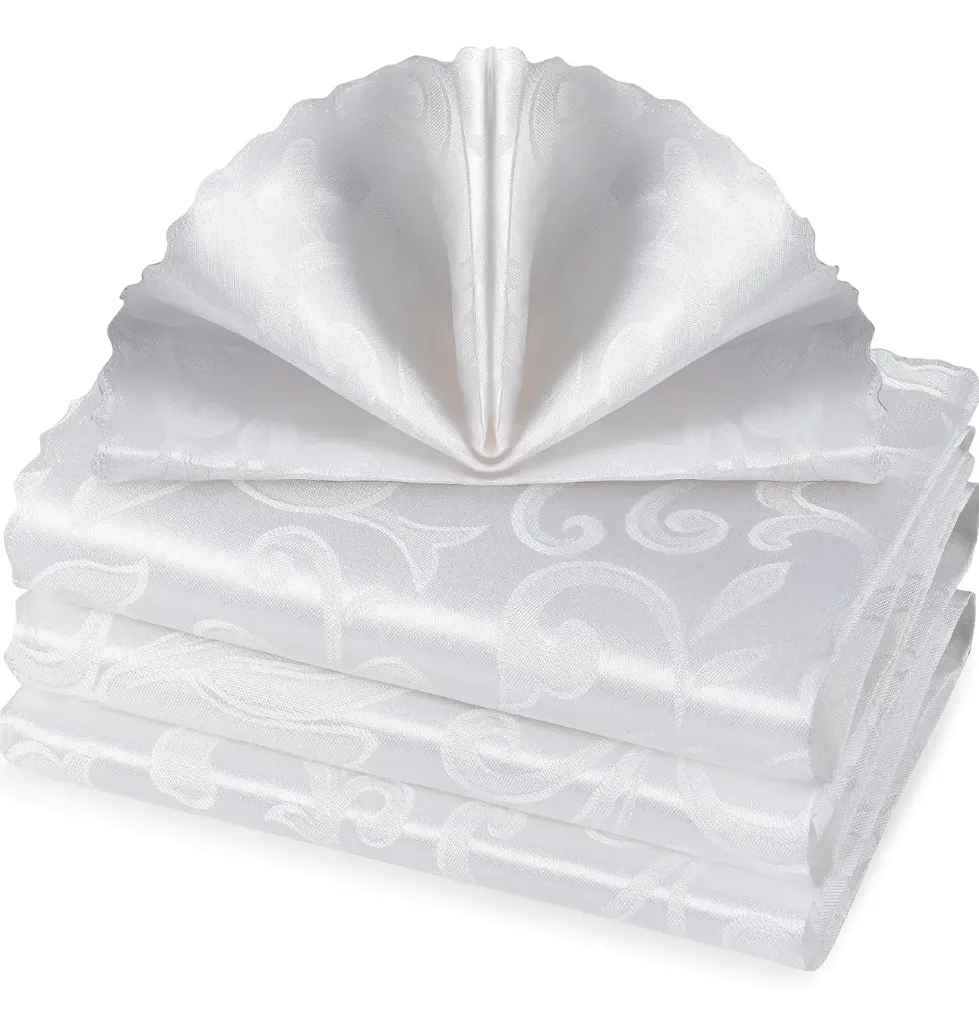 17x17in WHITE DAMASK SATIN NAPKIN