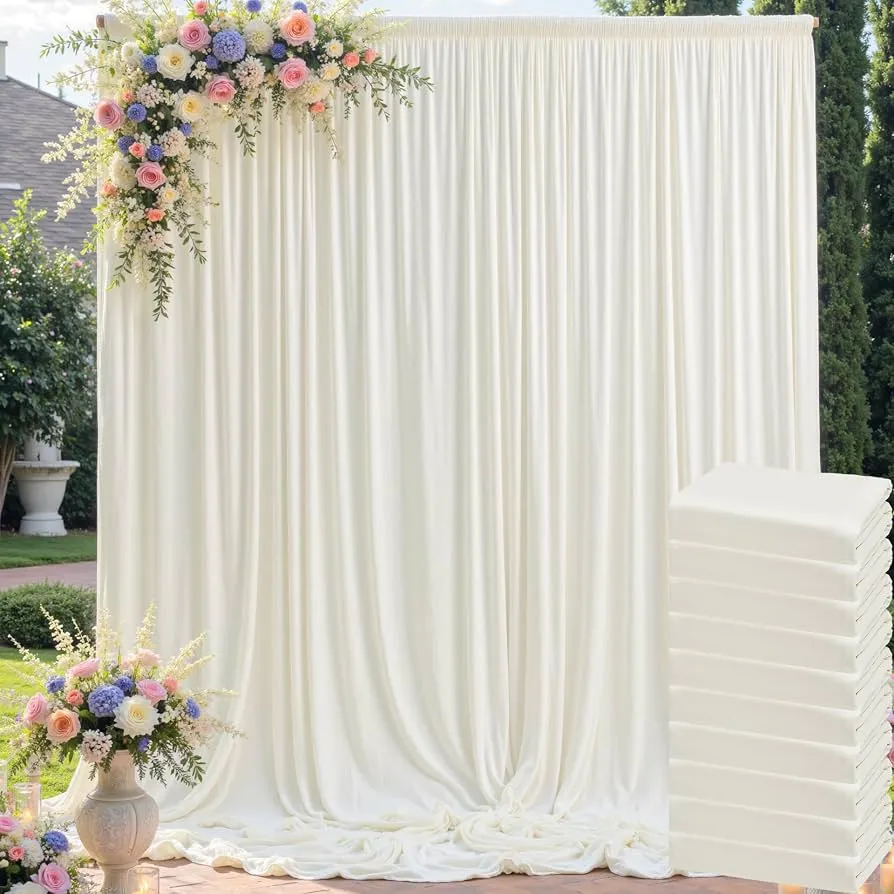 5x10ft SILKY POLY IVORY PIPE AND DRAPE