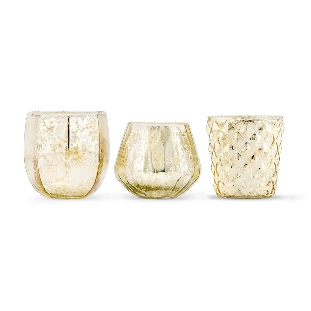 GOLD MERCURY GLASS VOITVE HOLDER SET